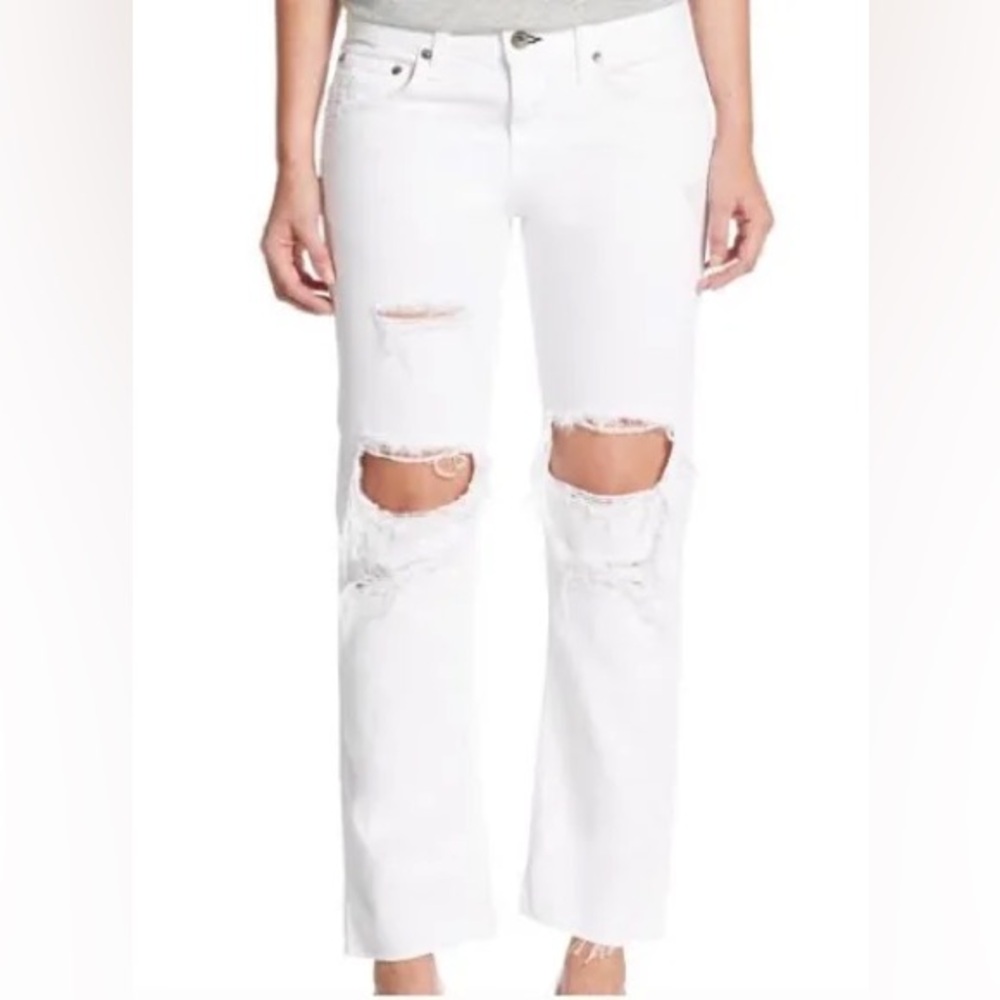 Rag&bone age with holes white jeans size 27 Women's Distressed White Jeans